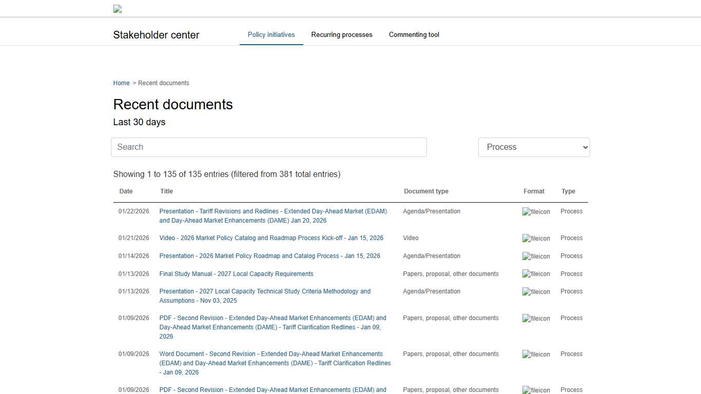 California ISO - Recent Documents